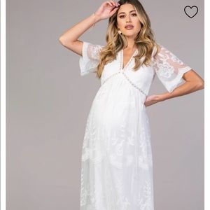 White Lace Maternity photo shoot Maxi Dress - NWT